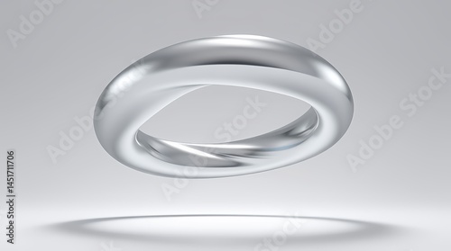 Elegant Mobius strip reflecting light minimal gray backdrop modern design
