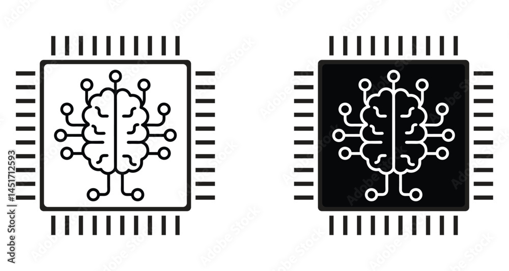 Obraz premium Artificial Intelligence Brain Circuit Board Icon Vector Illustration.