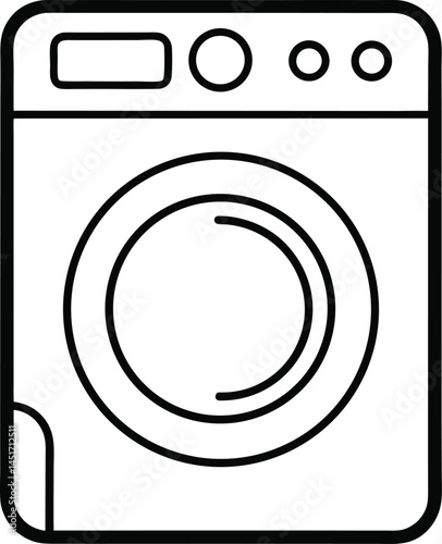 Continuous single line drawing of a washing machine for minimalistic appliance art perfect for home chore concepts laundry decor and modern house cleaning branding