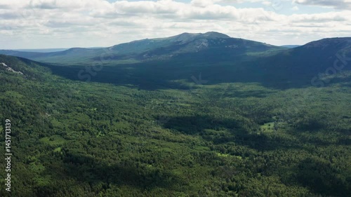 Southern Urals, Zyuratkul National Park: mountain range. Aerial view.