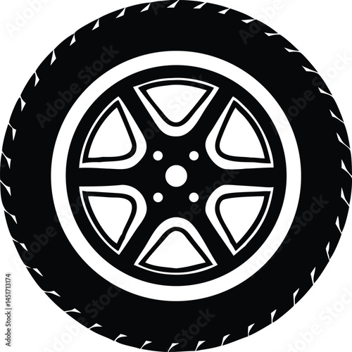 car wheel icon over white background, flat style, vector ilustration