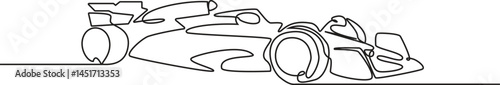 Continuous line art drawing of Formula one F2 racing car. Formula car sports line art drawing vector illustration.
