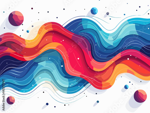 Vibrant Wavy Lines in Abstract Composition: Movement, Flow, Energy, Harmony, Digital Wave, Sound, Music, Emotions, Psychology, Creativity, Design