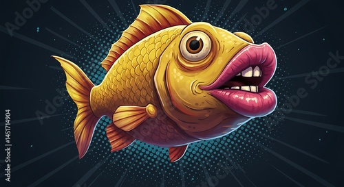 Animated fish with humanlike mouth