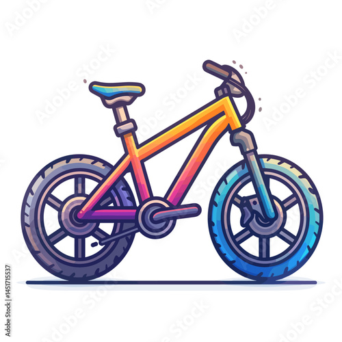 Colorful bike with a rainbow seat and a rainbow handlebar