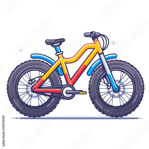 Colorful bike with a blue seat and yellow handlebars