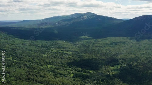 Southern Urals, Zyuratkul National Park: mountain range. Aerial view.