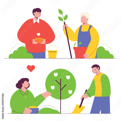 Tree planting concept illustration