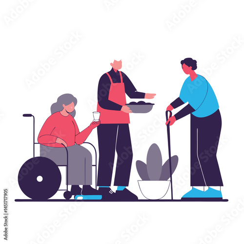 Volunteers helping people concept