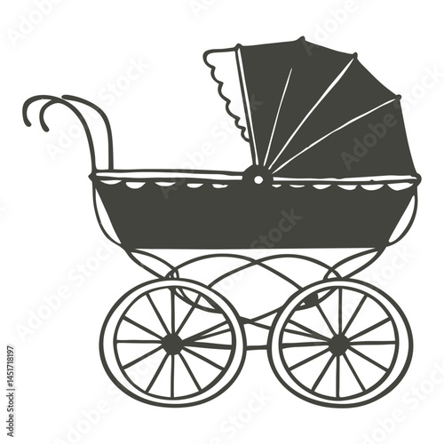 Vintage baby stroller illustration on white background  