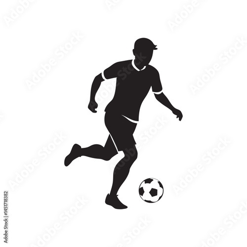 Football Player Dribbling Ball Silhouette Icon