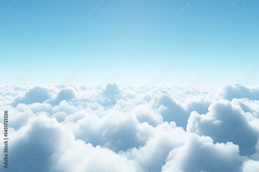 Vast expanse of fluffy clouds against a clear blue sky Vast expanse of fluffy clouds against a clear blue sky
