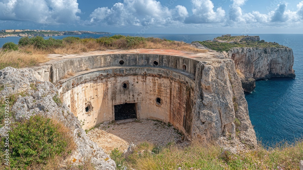 Fototapeta premium Coastal fortification ruin overlooking the sea