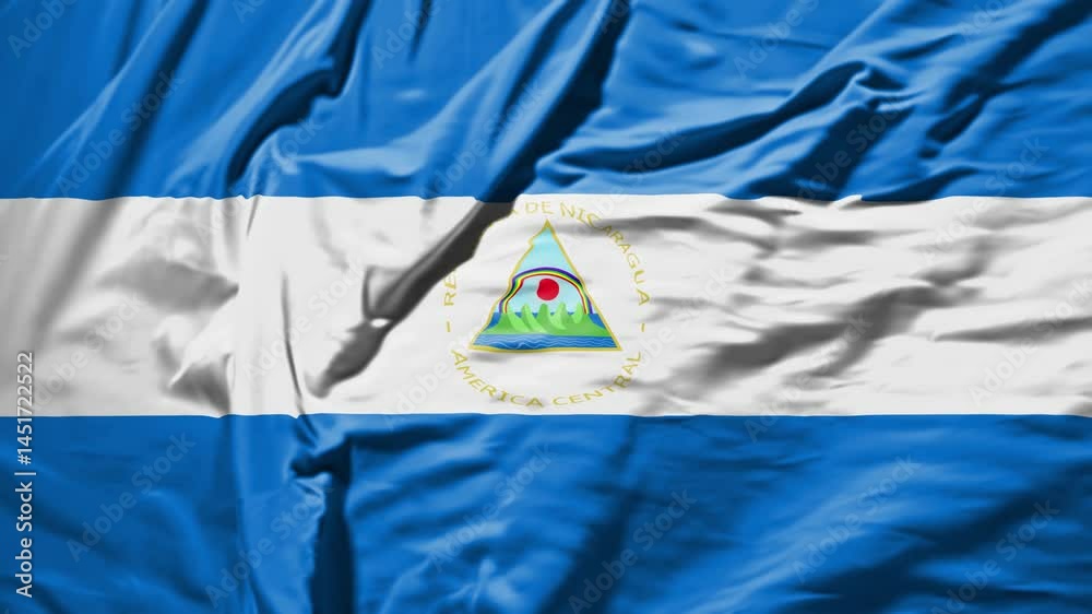 nicaragua waving flag – realistic cloth animation