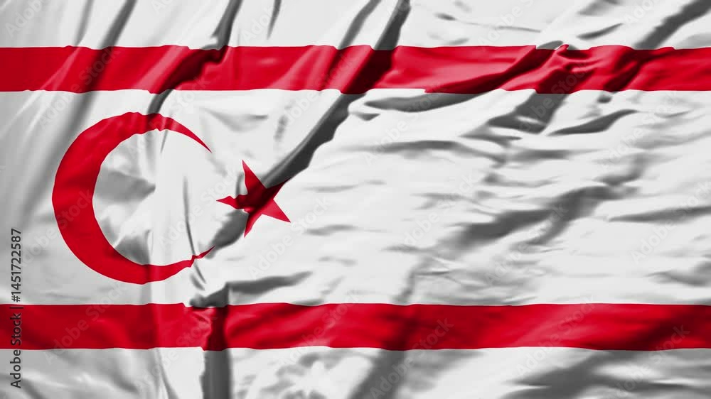 northern cyprus waving flag – realistic cloth animation