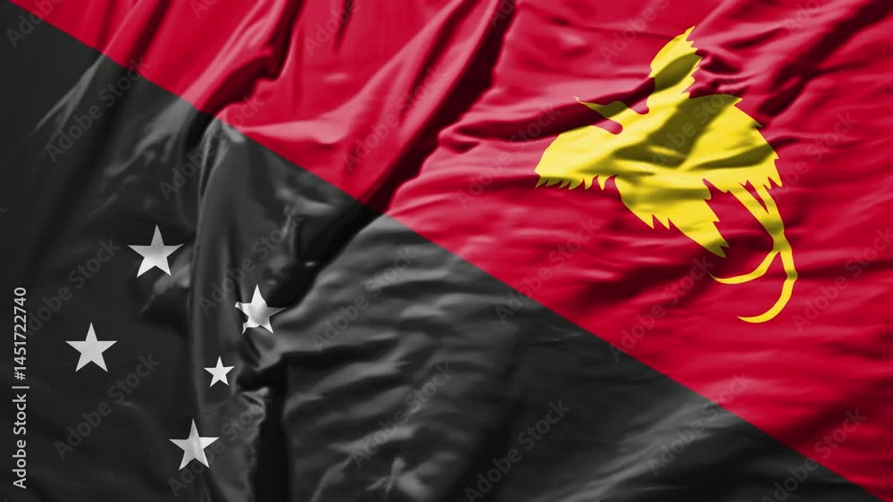 papua new guinea waving flag – realistic cloth animation