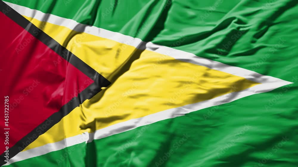 guyana waving flag – realistic cloth animation