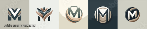 Earth tone letter M logo vector