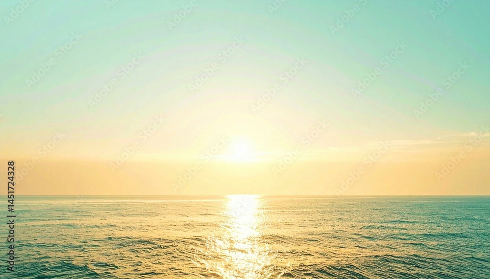 Serene sunset over the tranquil ocean coastal landscape high-resolution photography calming environment wide-angle view nature's beauty for relaxation Serene sunset over the tranquil ocean coastal landscape high-resolution photography calming environment wide-angle view nature's beauty for relaxation