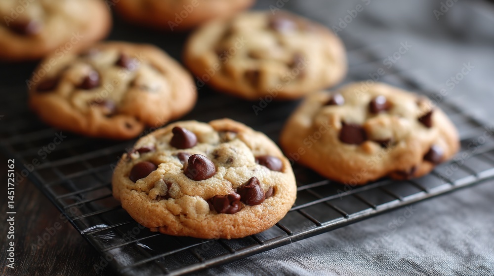 Delicious Chocolate Chip Cookies on a Wire Rack Delicious Chocolate Chip Cookies on a Wire Rack