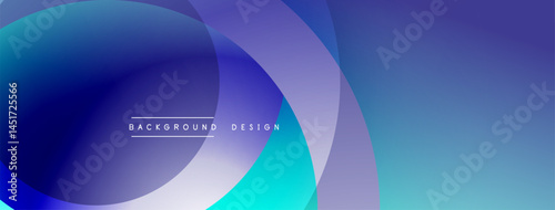 Abstract background features overlapping circles, gradients. Blue, purple hues dominate design, creating modern aesthetic. Text reads background design.