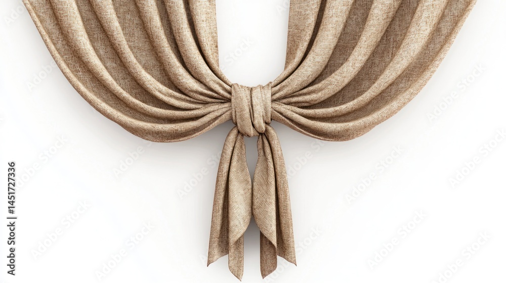 Fototapeta premium Beige curtain tied with a knot