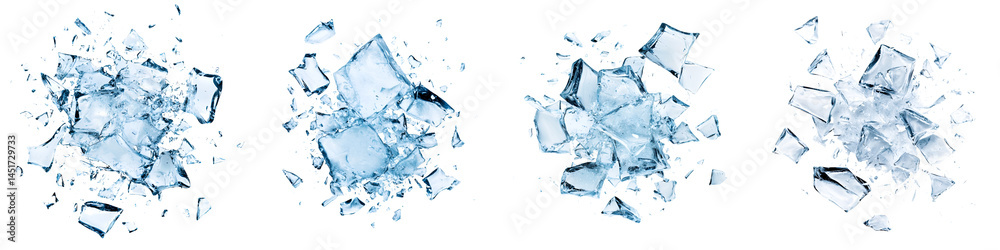 Shattered ice crystal fragments with a textured surface Shattered ice crystal fragments with a textured surface