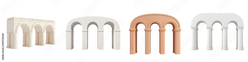 Fototapeta premium Classical architectural arches and columns in various styles
