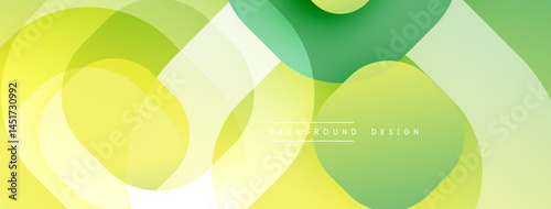 Abstract design features overlapping circles, gradients. Yellows, greens create soft, modern visual effect. Minimalist style.
