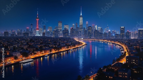 Wallpaper Mural Urban Glow: The Illuminated Metropolis Torontodigital.ca