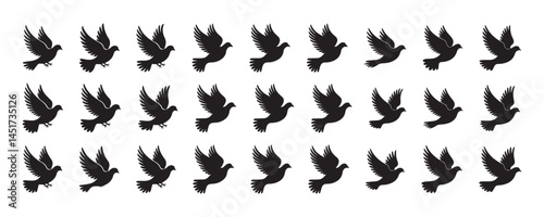 group of flying birds silhouette illustration