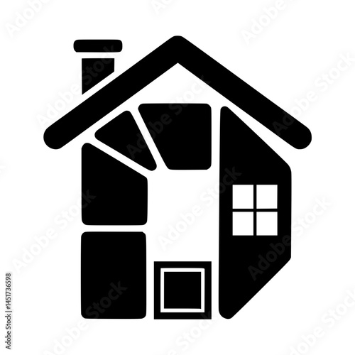 Letter D Shaped House Real Estate Logo, Creative black and white vector logo combining the shape of a house with the letter D, ideal for real estate or home design branding.


