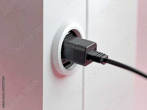 Nahaufnahme einer Steckdose mit eingestecktem Stecker – minimalistisch & sauber