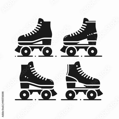 very simple flat and single minimalist Roller Skates Silhouettes in black on a white background