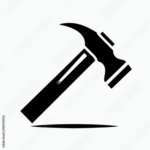  very simple flat and single minimalist Hammer Axe Silhouettes in black on a white background 
