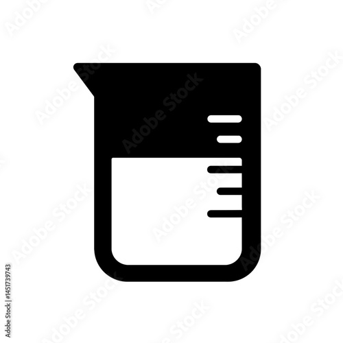  very simple flat and single minimalist Water Beaker Silhouettes in black on a white background