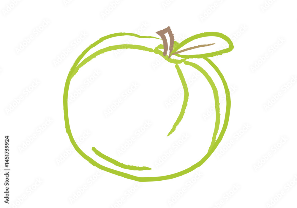 Dibujo de manzana con hoja hecho de trazo de pincel