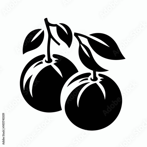  very simple flat and single minimalist Tangerine Silhouettes in black on a white background 