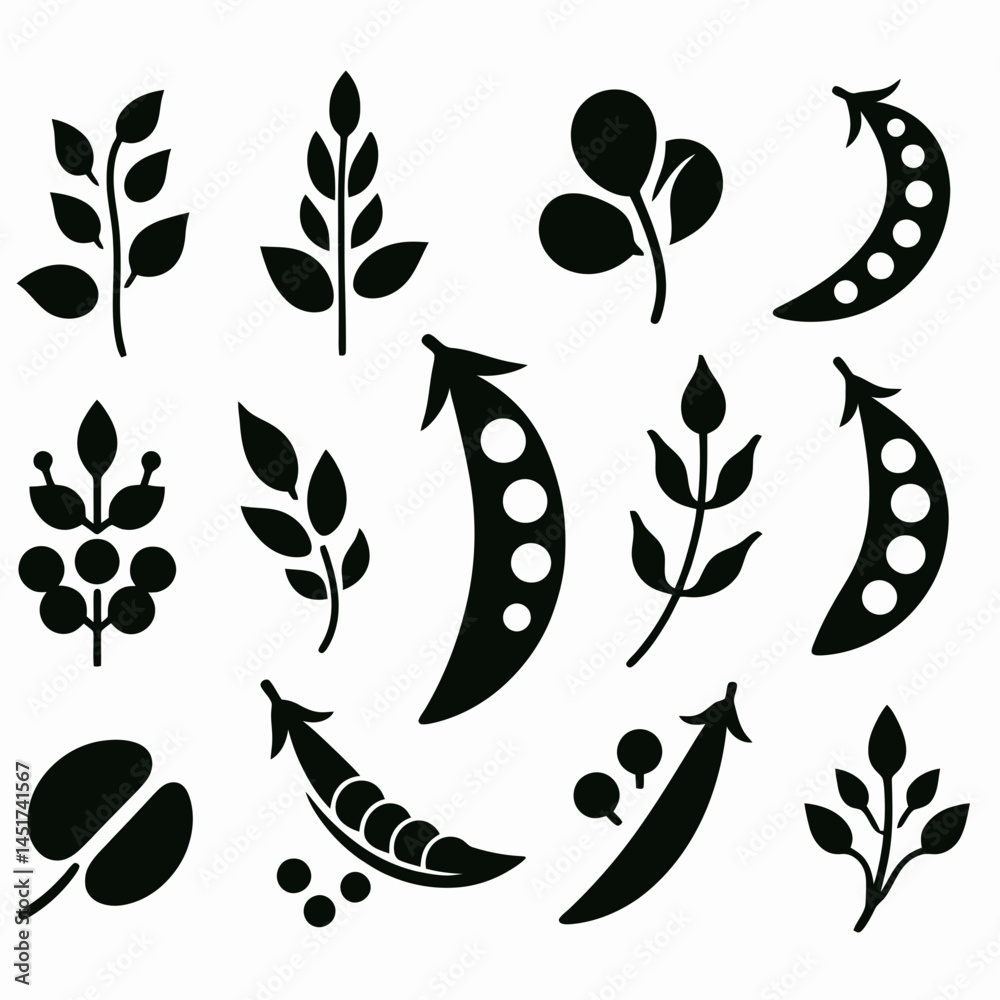 custom made wallpaper toronto digitalvery simple flat and single minimalist Peas Silhouettes in black on a white background 