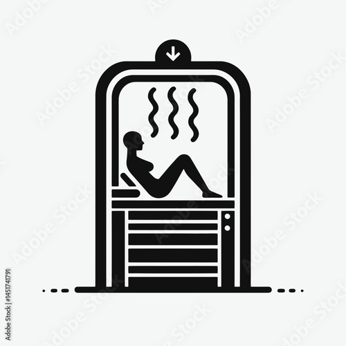  very simple flat and single minimalist Steam Room Silhouettes in black on a white background 