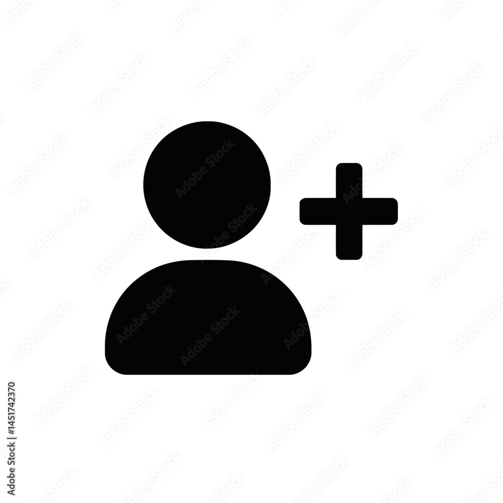 Fototapeta premium very simple flat and single minimalist Add Contact Silhouettes in black on a white background