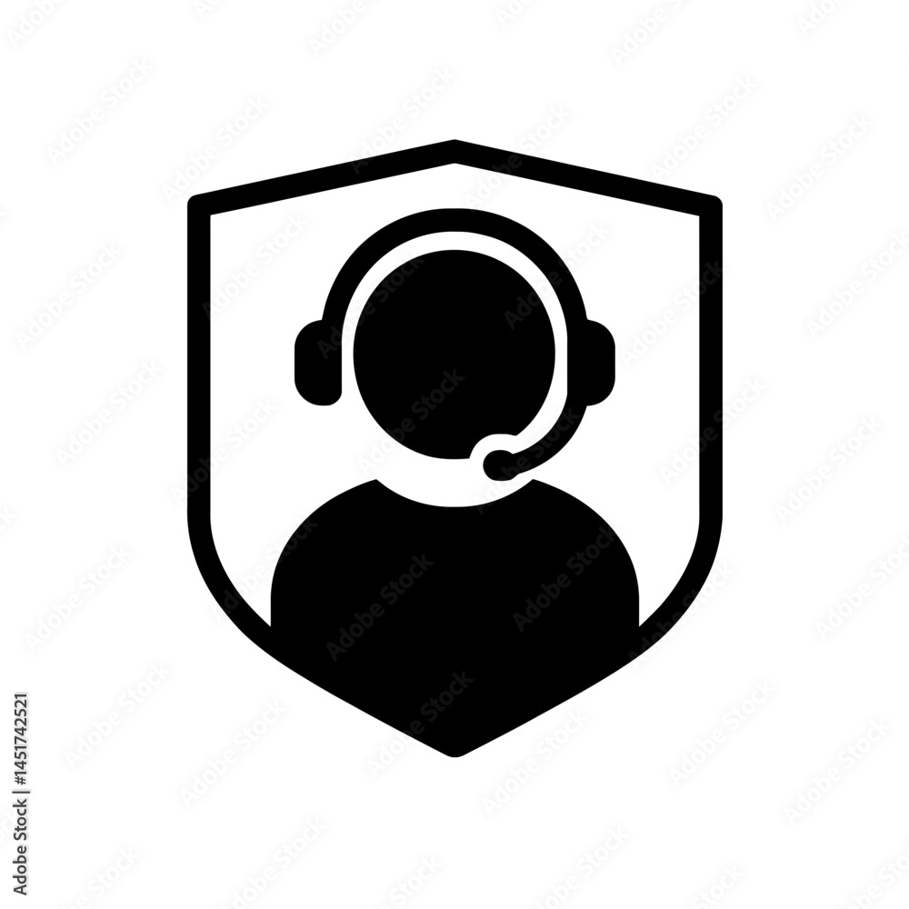 custom made wallpaper toronto digital very simple flat and single minimalist Customer Service Badge Silhouettes in black on a white background 