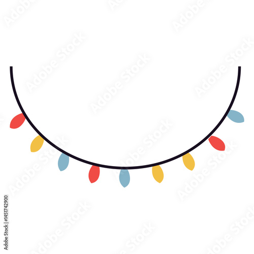 Colorful hanging bunting flags in a cartoon style, perfect for party decorations, festive themes, kids events, cheerful illustrations, or playful celebration and holiday design needs.
