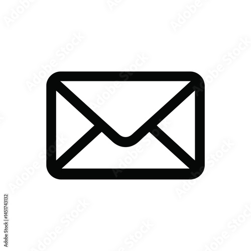  very simple flat and single minimalist Envelope Silhouettes in black on a white background 