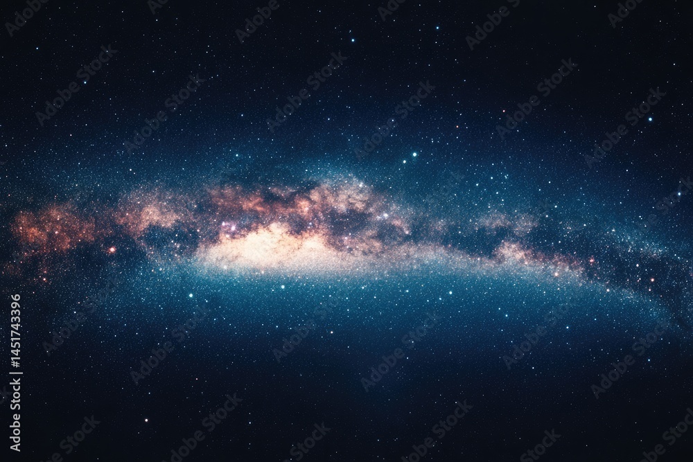 Fototapeta premium Vast expanse of space, streaked with colorful nebulae