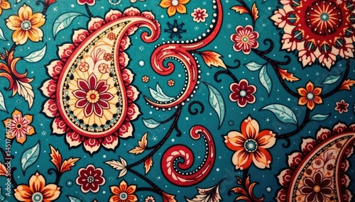 Classic paisley print, muted color palette, soft focus , vintage, motif