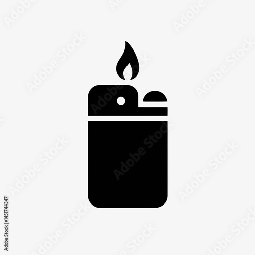 very simple flat and single minimalist Cigarette Lighter Silhouettes in black on a white background