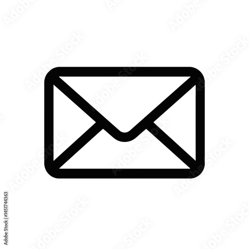  very simple flat and single minimalist Email Silhouettes in black on a white background 