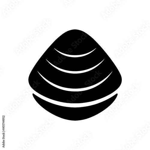 very simple flat and single minimalist Clams Silhouettes in black on a white background 