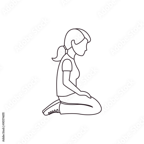 Woman Kneeling kneel vector illustration emoji symbol sign icon flat design